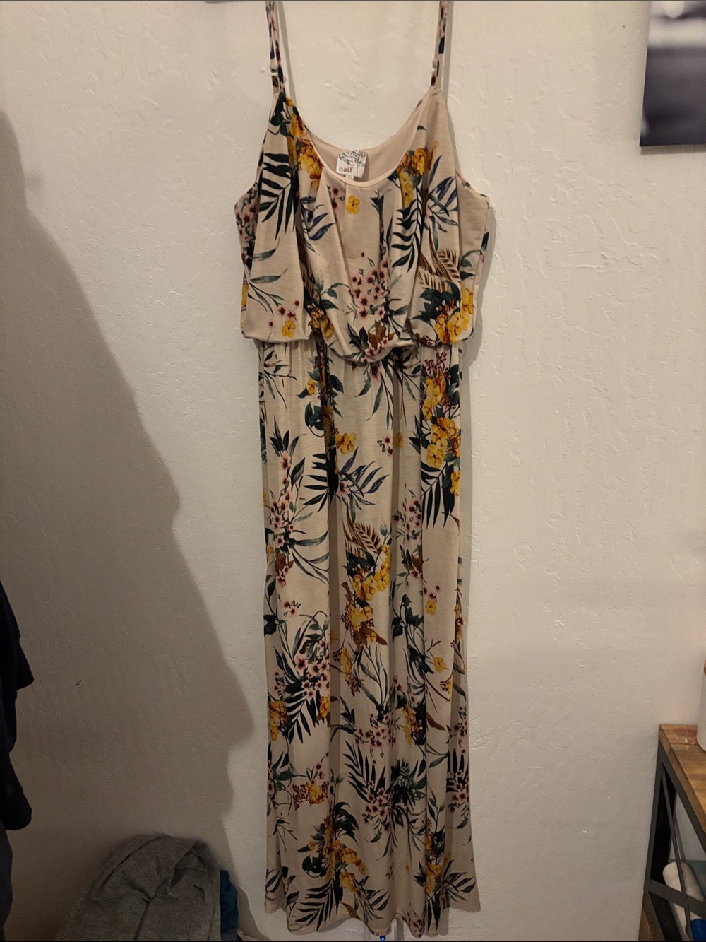 Beige Floral Maxi Dress